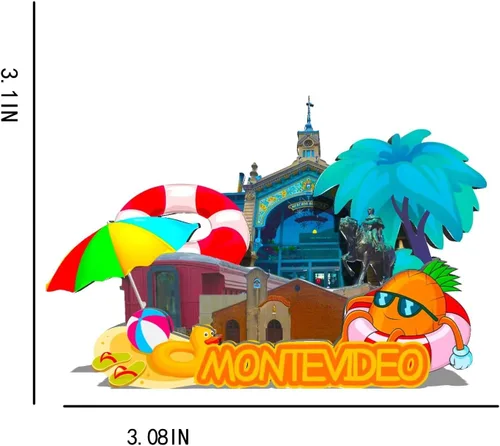 Vista 3 de Uruguay Montevideo - Imán de madera para nevera, monumentos 3D, recuerdos coleccionables, decoración hecha a mano -579