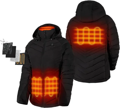 Vista 2 de ORORO Chaqueta térmica para mujer con batería, abrigo ligero con calefacción de plumón con relleno de 800