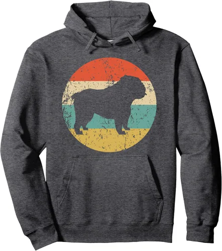 Vista 4 de Sudadera con capucha de Bulldog Inglés, retro, con capucha para perro Bulldog Inglés, Negro, S