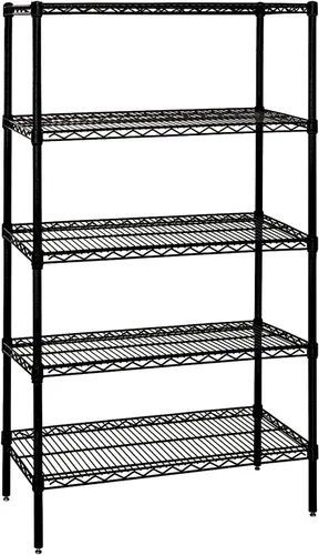 Vista 42 de Quantum Storage Systems WR74-1824BK Kit de inicio para estantería de alambre de 4 niveles de altura de 74 pulgadas, acabado negro, 18 pulgadas