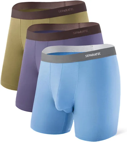 Vista 17 de Separatec - Calzoncillos tipo bóxer para hombres con bolsillo, de rayón de bambú que absorbe la humedad, ropa interior transpirable para hombres A1