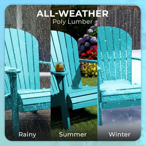 Vista 5 de POLY LUMBER – Silla plegable Adirondack con asiento enrollado Heavy Duty EVERLASTING Lifetime PolyTuf HDPE - HECHO EN EE. UU. - AMISH CRAFTED., Azul