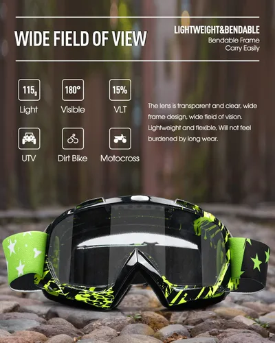 Vista 4 de Dirt Bike Goggles Motorcycle Gear ATV Riding Motocross Dirtbike 4-Wheeler Accessories Ski Fit Over The Glasses