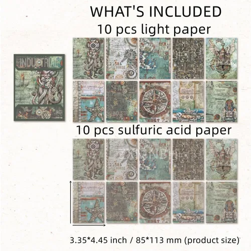 Vista 2 de Kit de papel para álbumes de recortes, collage de criaturas mecánicas, agenda, planificador, materiales para adultos, suministros de decoración