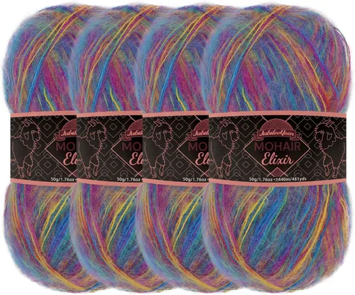 Vista 46 de JubileeYarn Mohair Elixir Yarn - 50g/Skein Baby Wool Blend - Cosmopolitan - 1 Skein