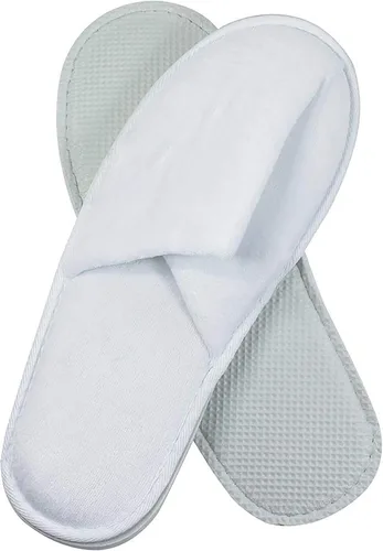 Vista 7 de World Amenities Pantuflas de spa prémium unisex a granel Punta cerrada, envueltas individualmente Pantuflas de hotel