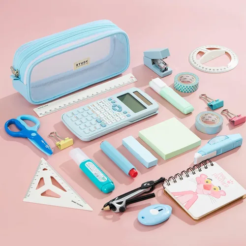 Vista 8 de KALIDI Estuche para lápices de malla cuadriculada de gran capacidad, estuche grande para lápices con cremallera, bolsa de lápices simple, bolsa