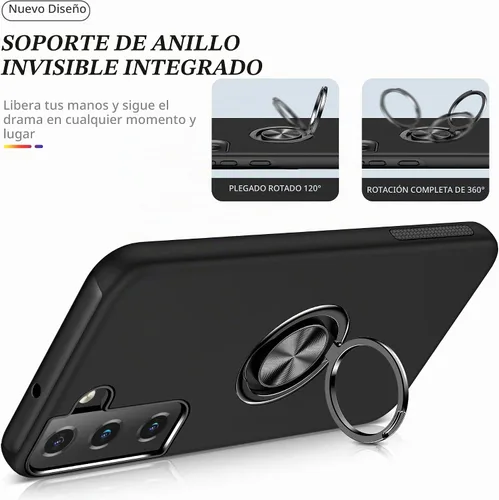 Vista 4 de para Samsung Galaxy S22 Plus - Paquete de 2 fundas de TPU autorreparables con soporte invisible (negro)