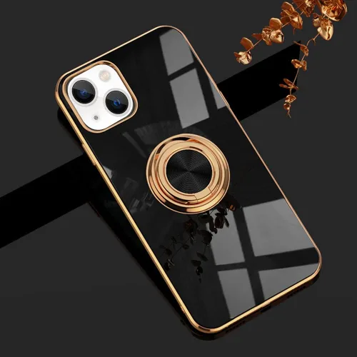 Vista 40 de Compatible con iPhone 11 Kickstand, anillo de rotación de 360 grados integrado con borde de oro rosa brillante que funciona con soporte magnético
