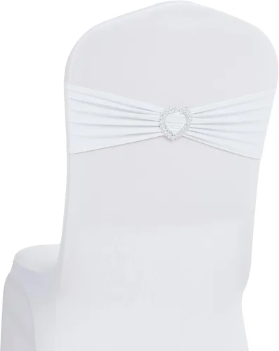 Vista 16 de Paquete de 30 cintas elásticas Howhic de elastano para sillas con lazos, banda de cubierta de silla con hebilla deslizante, lazos elásticos