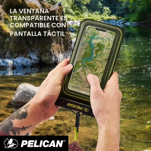 Vista 3 de Pelican Marine - Bolsa impermeable para teléfono IP68 con bolsillo de almacenamiento (grande) - Estuche impermeable flotante para teléfono