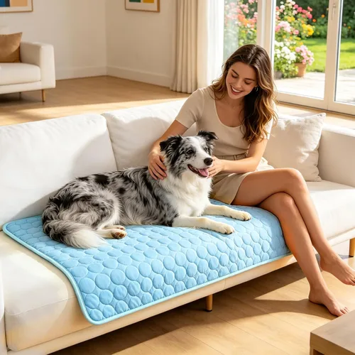 Vista 5 de Tapete refrescante para perros, tapete refrescante Arc-Chill mejorado para perros Q-Max > 0.4, almohadilla de refrigeración lavable para perros Azul