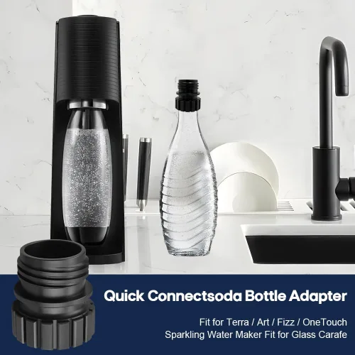 Vista 4 de Adaptador de botellas de sodas de conexión rápida, tapa adaptadora de botella de vidrio de cristal compatible con máquina de soda