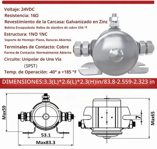 Vista 3 de Newdeli Max 200A Trombetta - Relé solenoide continuo de 3 terminales, de alta resistencia, para cabestrante marino 24106 SPST Solenoide 12VDC