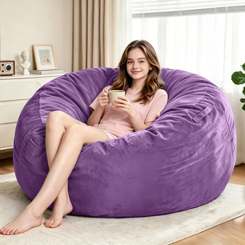 Vista 88 de Sillón puff de 3 pies Sillón estilo puff grande de 3 pulgadas con relleno de espuma viscoelástica, sofá suave con funda de terciopelo holandés