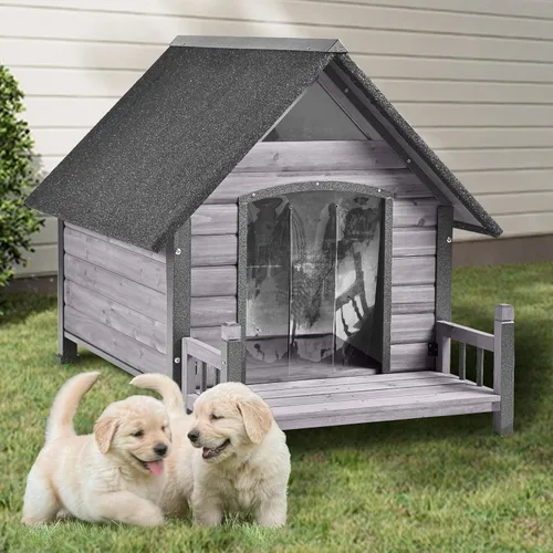 Vista 10 de Casa para perros climatizada al aire libre con almohadilla térmica resistente a la intemperie para perros con marco de hierro antimasticación