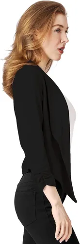 Vista 4 de Hybrid Company - Chaqueta casual de trabajo o oficina con parte delantera abierta y hombreras extraíbles hecha en los Estados Unidos para mujer
