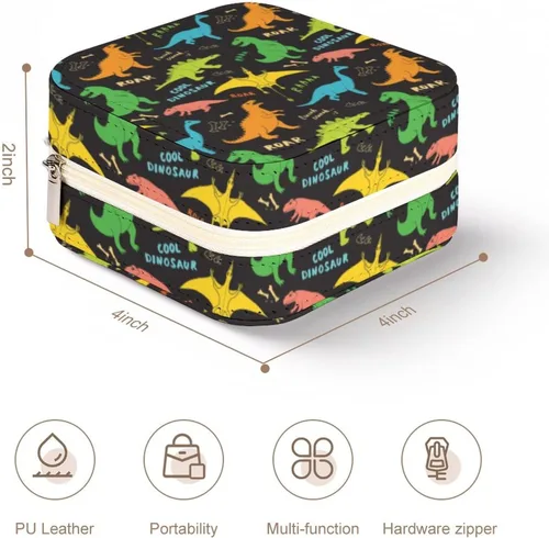 Vista 3 de Caja de almacenamiento de joyería T-rex para niñas, garabatos infantiles, dinosaurios, rugido, caja de almacenamiento para mujeres, organizador
