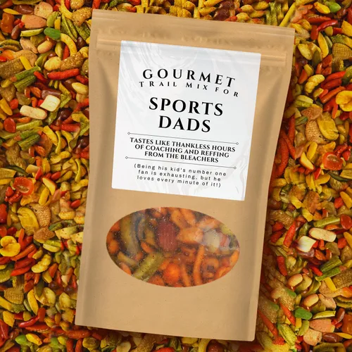Vista 6 de Sports Dads Trail Mix Bolsa de regalo – Regalos para papá de hijo – Regalos divertidos para papá de hija – Regalo divertido para hombres – Regalos