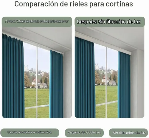 Vista 6 de Zshine - Sistema de riel de cortina 3 en 1 (montaje en techo, blanco)