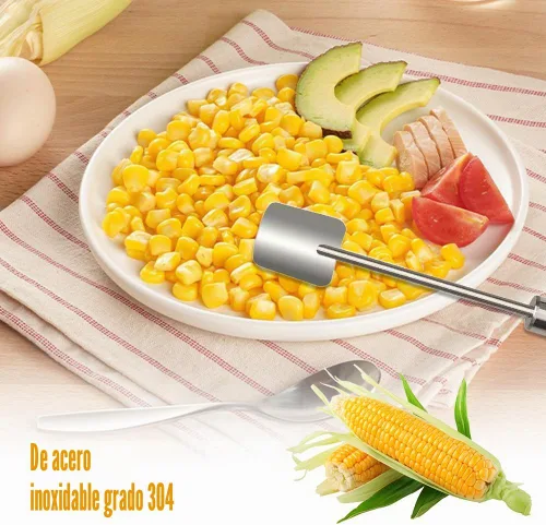 Vista 3 de Pelador de maíz para pelar maíz en la mazorca, herramienta para pelar maíz de acero inoxidable de mango largo 2025, herramientas de eliminación 1