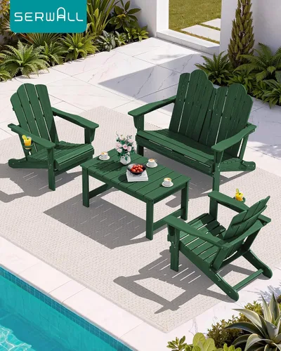 Vista 10 de SERWALL Mesa de centro para exteriores con agujero para sombrilla de 1.69 pulgadas, mesa de centro de polietileno de alta densidad para patio, Verde