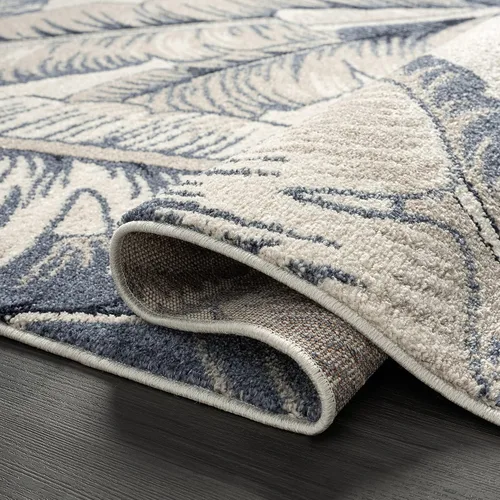 Vista 5 de Abani Tropical Design - Alfombra contemporánea con estampado de hojas azules y beige, 5 pies 3 pulgadas x 7 pies 6 pulgadas (5 x 8), no se