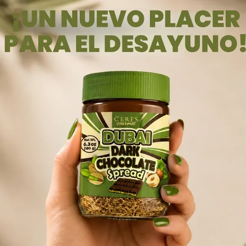 Vista 4 de Dubai - Tarro de chocolate negro de 6.35 onzas para untar, relleno de chocolate gourmet y pistacho con Kataifi, Dubai Dip, experiencia de postre