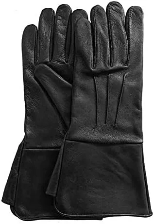 Vista 6 de Glamtron Guantes medievales renacentistas de piel de cordero pura guantes de guantelete para cosplay