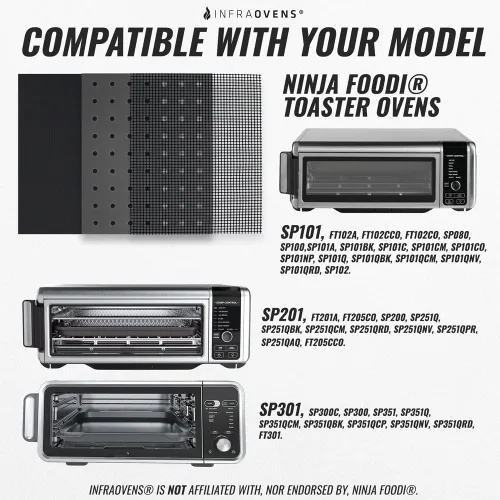 Vista 5 de INFRAOVENS Alfombrillas reutilizables compatibles con Ninja Foodi SP101 SP201 SP301 SP351, revestimientos para horno tostador, accesorios para horno