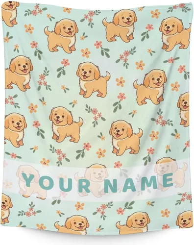 Vista 10 de Golden Retriever - Manta de regalo de 30 x 40 pulgadas, lindas mantas para mujeres y niñas, mantas de felpa suaves azules para sofá, oficina