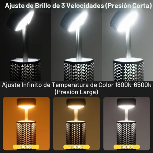 Vista 3 de Telescopic Camping Light with Stand, Collapsible Magnetic Tripod Lantern Verde