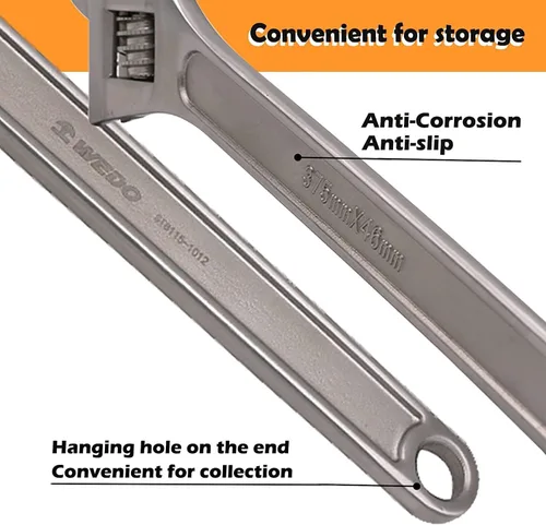Vista 5 de WEDO Adjustable Wrench 4",Max Jaw Opening 13mm,Stainless Steel Professional Spanner,Precision Jaws,Corrosion Resistant,Rust Proof,High