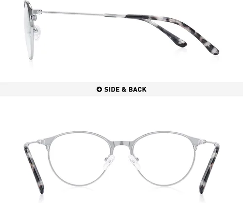 Vista 4 de MERRY'S Retro Redondo Azul Luz Bloqueando Gafas Hipster Metal Marco Mujeres Gafas