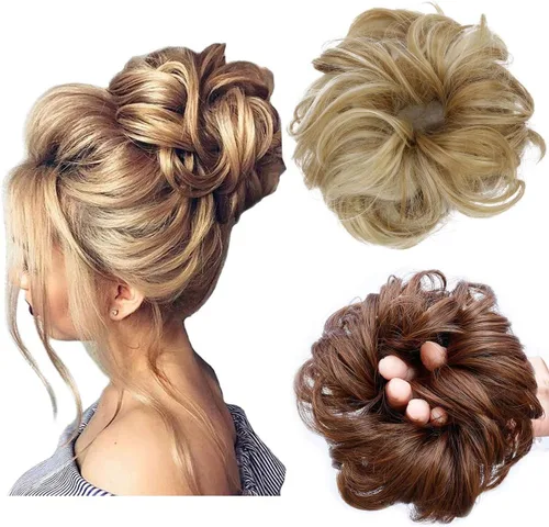Vista 19 de Cabello sintético despeinado, grueso, extensiones para coleta, cabello recogido