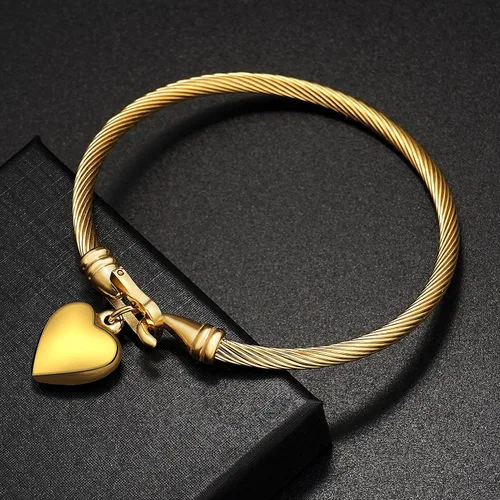 Vista 4 de Gleamart Pulsera de cable para mujer de acero inoxidable trenzado con cierre de gancho
