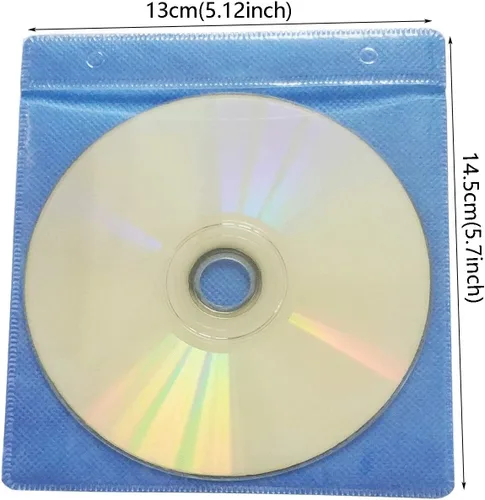 Vista 2 de Fundas para CD/DVD/BluRay, funda de plástico de repuesto de doble cara para carpetas de almacenamiento de CD y DVD, paquete de 100 unidades (azul)