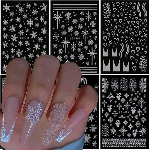 Vista 13 de French Line - Calcomanías para arte de uñas, holográficas 3D, autoadhesivas, con cadenas de líneas onduladas con purpurina occidental colorida