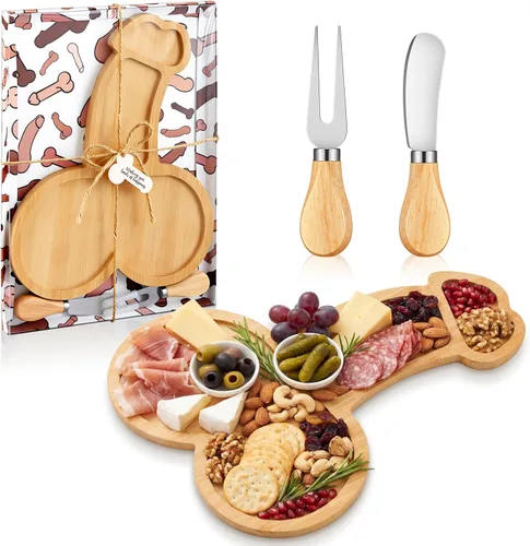 Vista 15 de Patelai 1 Juego de Tabla de Queso en Forma de Corazón para Despedida de Soltera y Baby Shower con Cuchillo, Tabla Mini de Madera para Charcutería