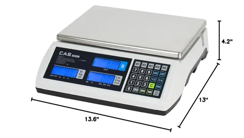 Vista 3 de CAS S2000 Jr - Báscula electrónica de cálculo de precios, capacidad de 60 libras, rango doble, báscula de alimentos comerciales certificada por NTEP