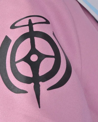 Vista 5 de Cosplayfm Disfraz de anime para mujer conjunto completo de uniforme escolar rosa con cinturón