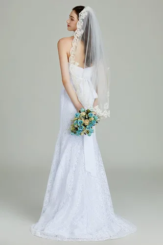Vista 3 de Hujoin Velos de novia para novia velo de novia de encaje con peine elegante