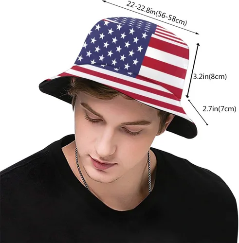 Vista 3 de Sombrero de pescador con bandera de moda, sombrero de pescador, sombreros de pescador con bandera linda para mujeres y hombres