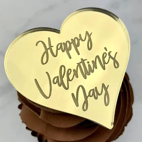 Vista 8 de Decoración para el Día de San Valentín – 20 unidades de discos y palillos para tartas de corazón, decoración de acrílico con espejo
