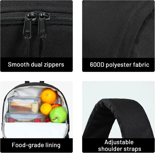Vista 5 de MIER - Mochila térmica aislante pequeña a prueba de fugas, ligera y linda para hombres y mujeres para trabajar, picnic, camping, parque o viajes