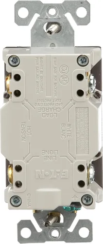 Vista 4 de Eaton GFCI - Receptáculo dúplex resistente a manipulaciones de 15 A -125 V con placa de pared de tamaño estándar, color marrón
