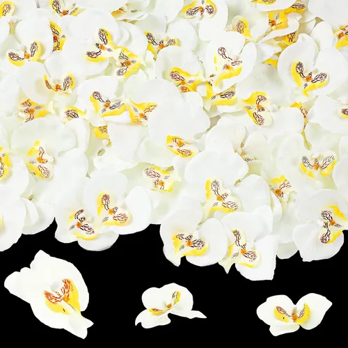 Vista 8 de Janinka - 80 cabezas de orquídeas falsas de seda Phalaenopsis para Morado oscuro