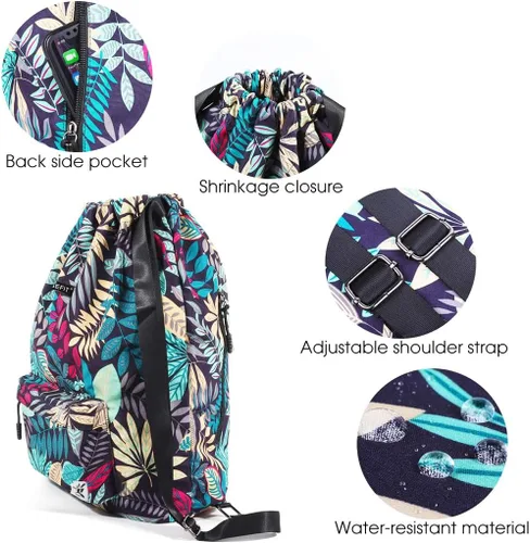 Vista 3 de Bolsa impermeable con cordón para ir al gimnasio o la playa, o practicar deportes, unisex