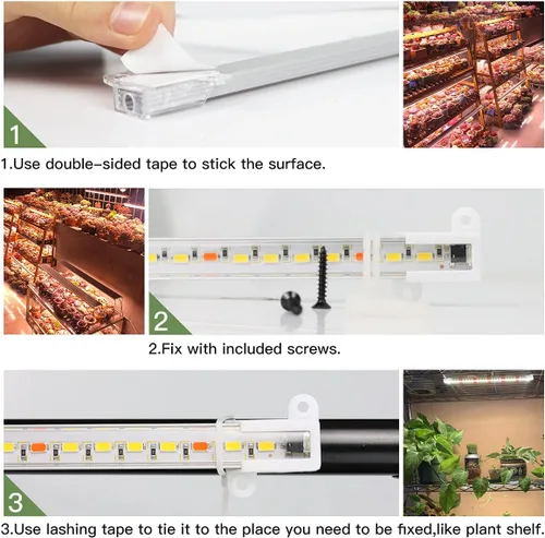 Vista 5 de GYTF Tiras de luz LED de crecimiento, 3500K 90 bombillas de espectro completo regulables para plantas con temporizador de encendido/apagado