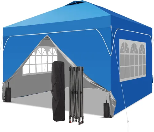 Vista 11 de GDY Tienda de campaña desplegable para exteriores de 8 x 8 pies con una configuración de empuje, kiosco de fácil instalación con 4 paredes laterales